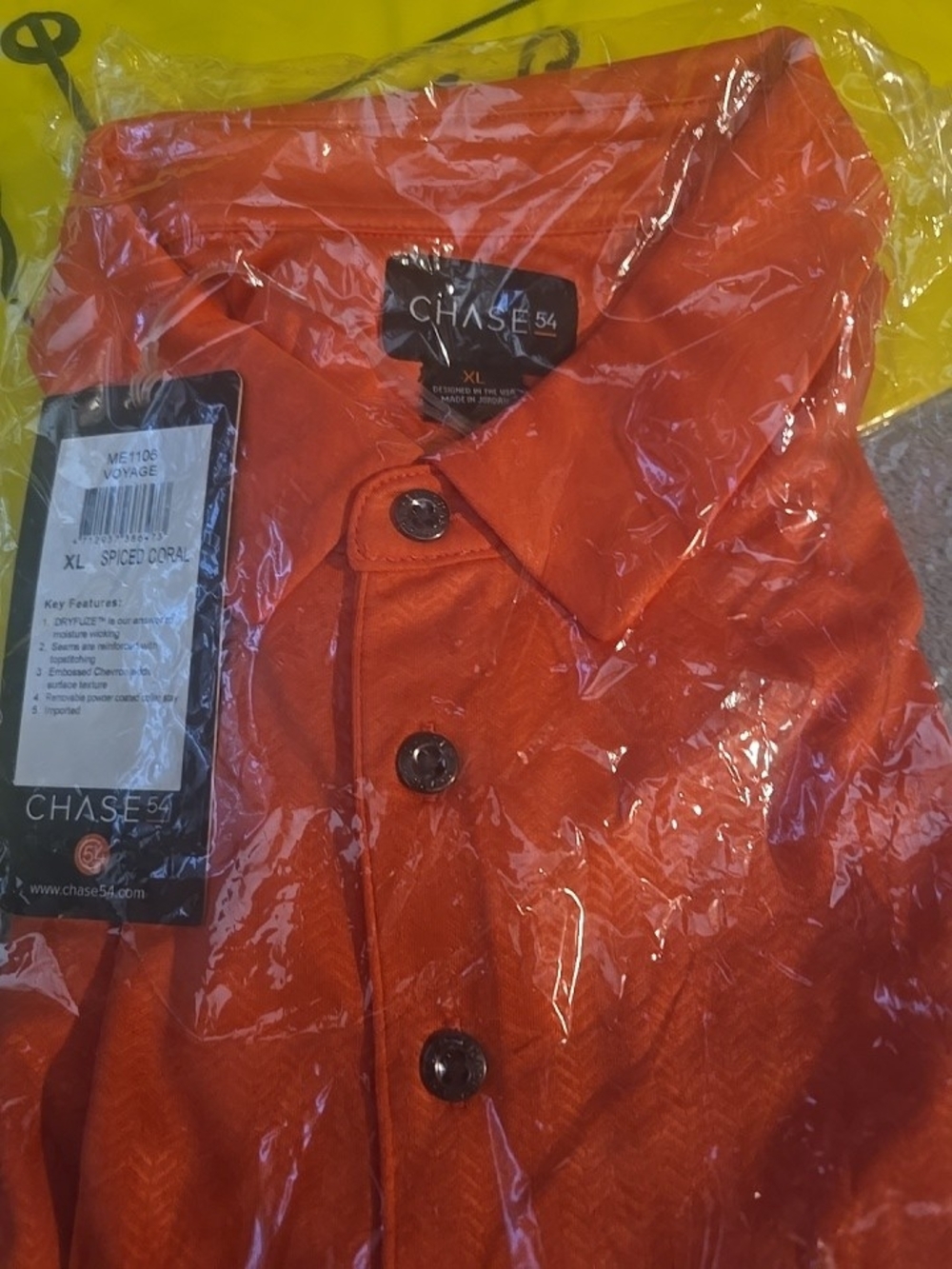 CHASE54 XL Spiced Coral Button-Up Shirt